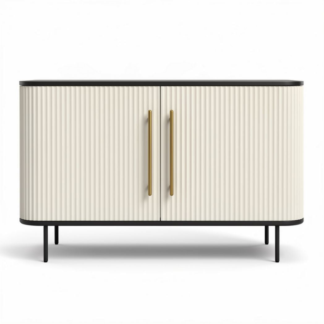 Buffet de rangement pour salle à manger en métal et bois - 90 x 40 x 75