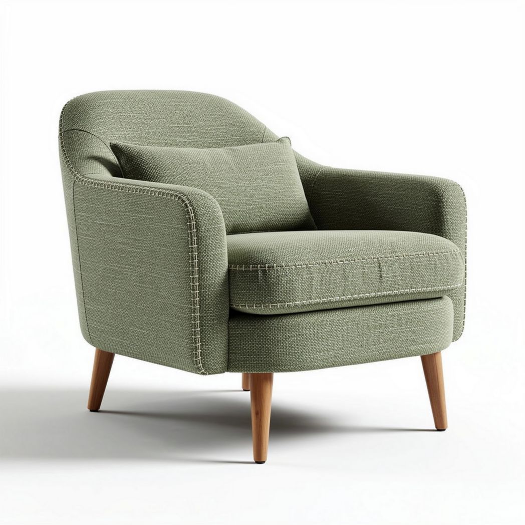 Fauteuil moderne pour salon en tissu vert - 80 x 80 x 80